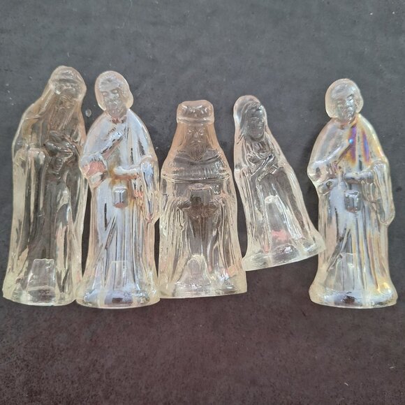 Vintage‎ Clear Resin Nativity Figurines Set Of 5 - Picture 7 of 8